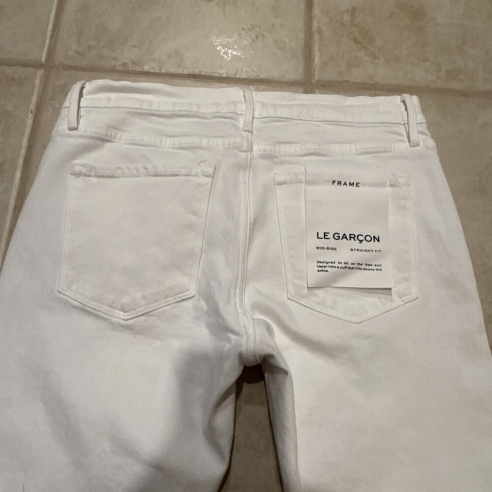 Frame Women’s 27 White La Garçon Jeans Mid-Rise Straight Fit - Picture 3 of 7